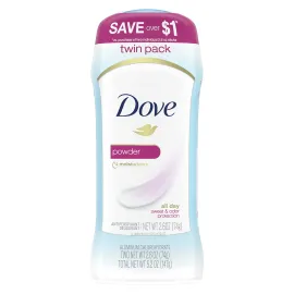 Dove Invisible Solid Antiperspirant Deodorant Stick for Women, Powder, For All Day Underarm Sweat & Odor Protection 2.6 oz 2 Count