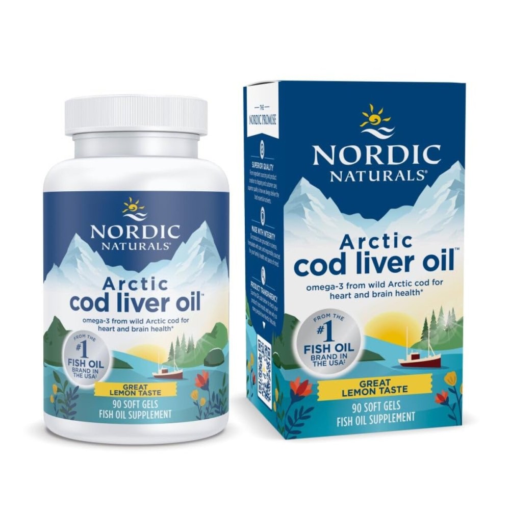 Nordic Naturals Arctic Cod Liver Oil, Lemon - 90 Soft Gels - 750 mg Total Omega-3s with EPA & DHA - Heart & Brain Health, Healthy Immunity, Overall Wellness - Non-GMO - 30 Servings Nordic Naturals Arctic Cod Liver Oil, Lemon - 90 Soft Gels - 750 mg Total Omega-3s with EPA & DHA - Heart & Brain Health, Healthy Immunity, Overall Wellness - Non-GMO - 30 Servings