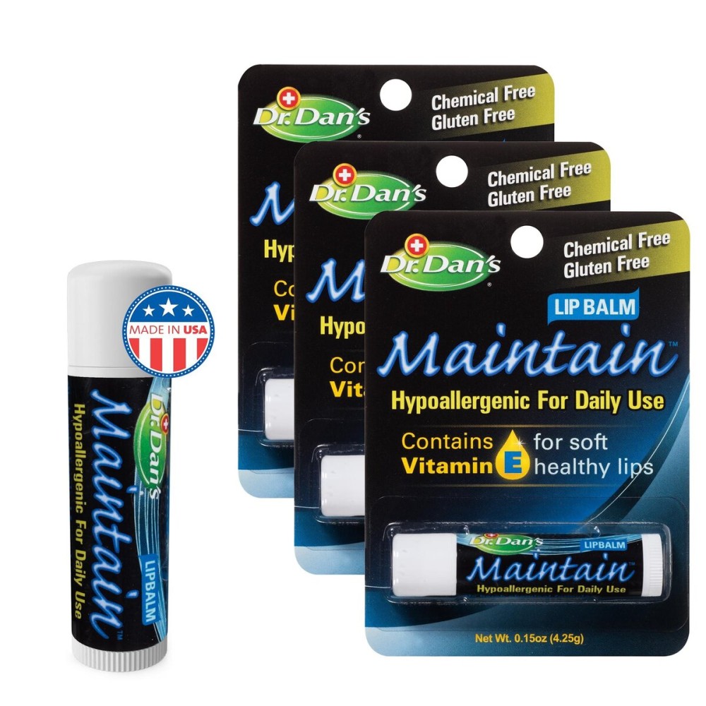 Dr. Dan\'s Maintain Lip Balm - Perfect for Everyday and Cortibalm aftercare, Mild Ingredients & Beeswax, Vitamin E Enriched for Moisturizing Dry Lips, Ensures Smooth, Soft Feel, 3 Pack Dr. Dan\'s Maintain Lip Balm - Perfect for Everyday and Cortibalm aftercare, Mild Ingredients & Beeswax, Vitamin E Enriched for Moisturizing Dry Lips, Ensures Smooth, Soft Feel, 3 Pack