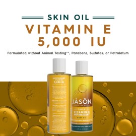JASON Vitamin E 5,000 IU Moisturizing Body Oil, For Hair, Face, and Body, 4 Fluid Ounces JASON Vitamin E 5,000 IU Moisturizing Body Oil, For Hair, Face, and Body, 4 Fluid Ounces
