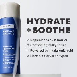 Paula\'s Choice Resist Advanced Replenishing Toner, Anti-Aging Facial Toner with Hyaluronic Acid, Vitamin C & E, Lightweight Hydration for Dry Skin, Fragrance-Free, 4 Fl Oz Paula\'s Choice Resist Advanced Replenishing Toner, Anti-Aging Facial Toner with Hyaluronic Acid, Vitamin C & E, Lightweight Hydration for Dry Skin, Fragrance-Free, 4 Fl Oz