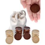 WE Games Wooden Checkers Pieces Only (1.5 inch), Checker Board Game & Backgammon Pieces, 24 Brown and Natural Stained Stackable Ridges with a Drawstring Storage Bag, Replacement Game Piece