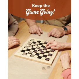 WE Games Wooden Checkers Pieces Only (1.5 inch), Checker Board Game & Backgammon Pieces, 24 Brown and Natural Stained Stackable Ridges with a Drawstring Storage Bag, Replacement Game Piece