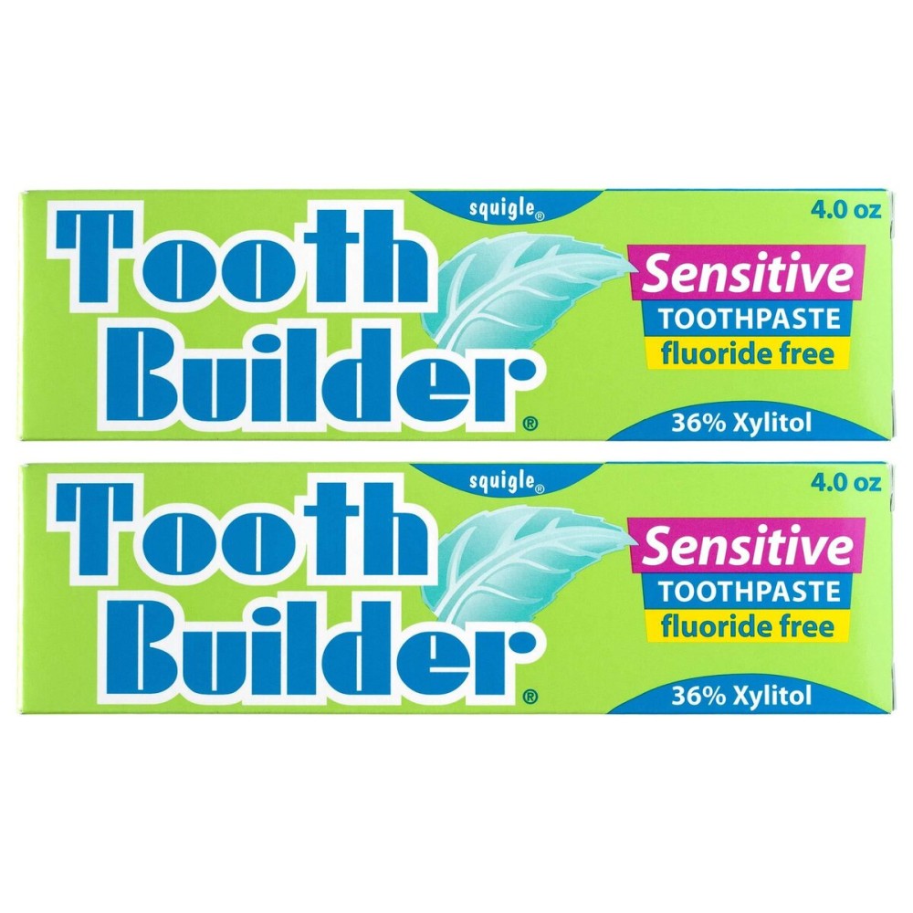 Squigle Tooth Builder SLS Free Toothpaste (Stops Tooth Sensitivity) Prevents Canker Sores, Cavities, Perioral Dermatitis, Bad Breath, Chapped Lips, 4 oz (4 Ounce (Pack of 2), Unflavored)