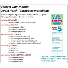 Squigle Tooth Builder SLS Free Toothpaste (Stops Tooth Sensitivity) Prevents Canker Sores, Cavities, Perioral Dermatitis, Bad Breath, Chapped Lips, 4 oz (4 Ounce (Pack of 2), Unflavored)