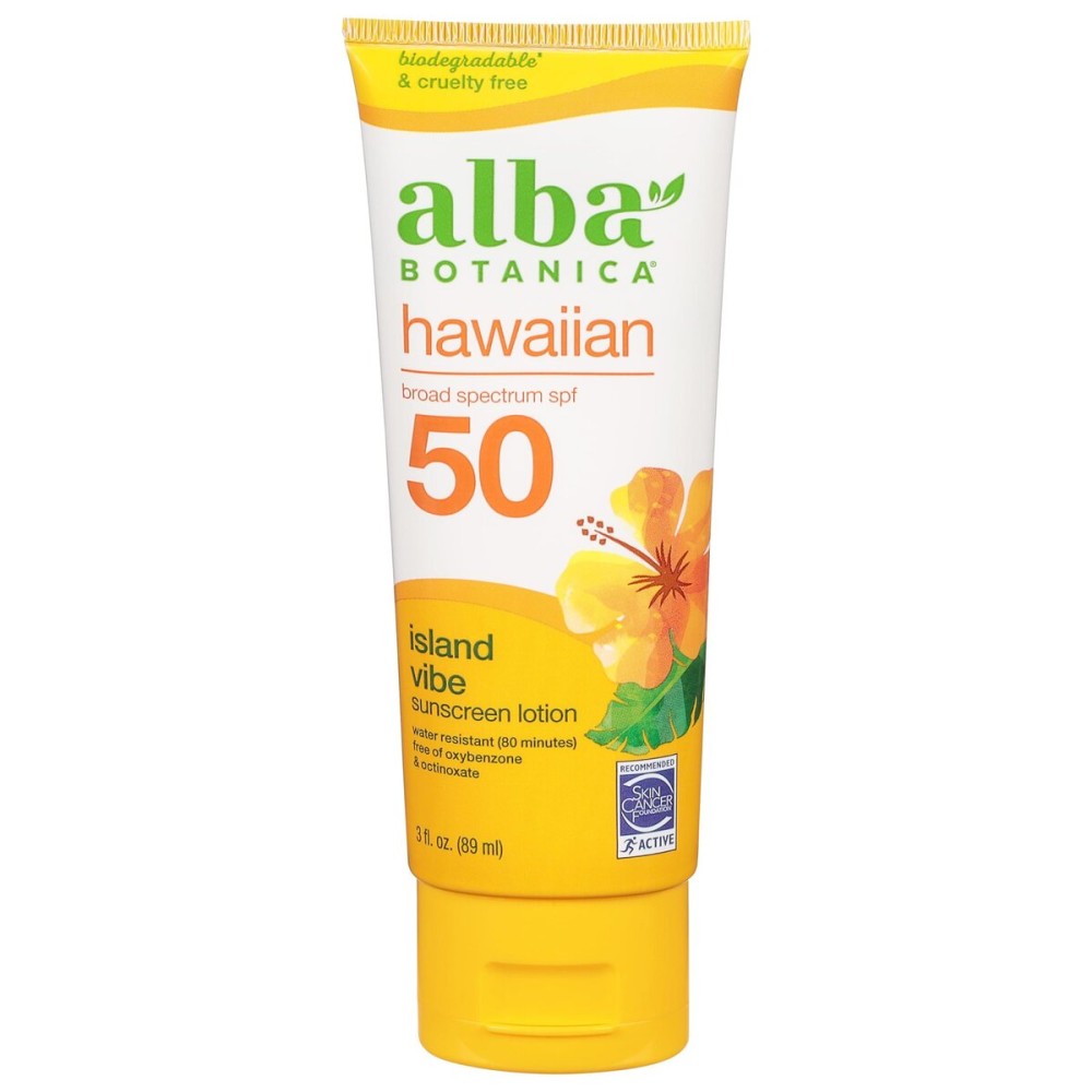 Alba Botanica Sunscreen Lotion, SPF 50, Island Vibe, 3 Oz Alba Botanica Sunscreen Lotion, SPF 50, Island Vibe, 3 Oz