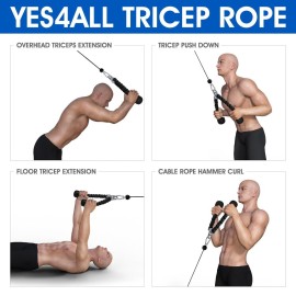 Yes4All Tricep Rope - Exercise Machine Attachment Press Down - 27 Rope Length