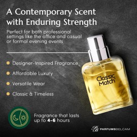 PB ParfumsBelcam Classic Match Green Eau De Toilette Spray for Men - Fresh Chypre Cologne, Bergamot, Basil, Musk, Long-Lasting Masculine Fragrance, Signature Scent - 2.5 Fl Oz PB ParfumsBelcam Classic Match Green Eau De Toilette Spray for Men - Fresh Chypre Cologne, Bergamot, Basil, Musk, Long-Lasting Masculine Fragrance, Signature Scent - 2.5 Fl Oz