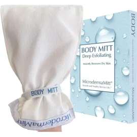MicrodermaMitt Deep Exfoliating Mitt for Shower - Premium Dead Skin Remover & Exfoliator Body Scrubber - Turkish Kese Glove for Keratosis Pilaris - Natural Skin Care for Smooth, Radiant Results