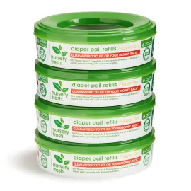 Nursery Fresh Refill Rings for Diaper Genie and Munchkin Diaper Pails, Holds up to 1,088 Newborn Diapers, 4 Pack