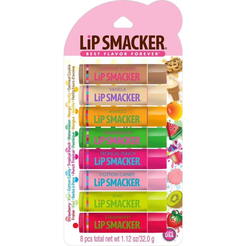 Lip Smacker Original & Best Holiday Flavored Lip Balm Party Pack, Oatmeal Cookie, Vanilla, Mango, Watermelon, Tropical Punch, Cotton Candy, Kiwi, Strawberry, Clear Lip Smacker Original & Best Holiday Flavored Lip Balm Party Pack, Oatmeal Cookie, Vanilla, Mango, Watermelon, Tropical Punch, Cotton Candy, Kiwi, Strawberry, Clear