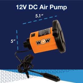WOW Sports Electric Air Inflator, Air Pumps for Inflatables, Towables and Others, Comes with DC Power Adapter and Cord, 1.0 PSI WOW Sports Electric Air Inflator, Air Pumps for Inflatables, Towables and Others, Comes with DC Power Adapter and Cord, 1.0 PSI