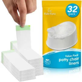 TidyTots Disposable Potty Chair Liners for Potty Training Toddlers | Value Pack of 32 Disposable Potty Liners for Toddlers | Portable Potty Chair Refill Pack
