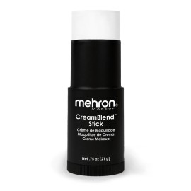 Mehron Makeup CreamBlend Stick | Face Paint, Body Paint, & Foundation Cream Makeup | Perfect for Halloween .75 oz (21 g) (White) Mehron Makeup CreamBlend Stick | Face Paint, Body Paint, & Foundation Cream Makeup | Perfect for Halloween .75 oz (21 g) (White)