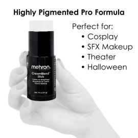 Mehron Makeup CreamBlend Stick | Face Paint, Body Paint, & Foundation Cream Makeup | Perfect for Halloween .75 oz (21 g) (White) Mehron Makeup CreamBlend Stick | Face Paint, Body Paint, & Foundation Cream Makeup | Perfect for Halloween .75 oz (21 g) (White)