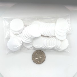 Plastic Counters: White Color Gaming Tokens (Hard Colored Plastic Coins, Markers and Discs for Bingo Chips, Tiddly Winks, Checkers, and Other Board Game Playing Pieces) | 50 Pieces