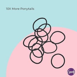 Goody Ouchless No Slip Hair Ties, 10 Ct, Black, 4MM Rubber Bands, SlideProof, Pain-Free Styling Accessories for Women & Men, Made for Long-Lasting Braids, Ponytails & More, All Hair Types