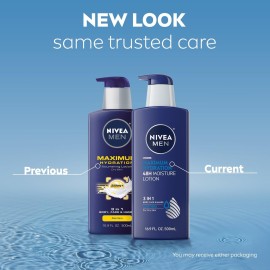 NIVEA MEN Maximum Hydration 48-Hour Moisture Body Lotion for Dry Skin, Aloe Vera Lotion for Men, 3-in-1 Body, Face and Hands, Dermatologically-Tested, 16.9 Fl Oz Bottle NIVEA MEN Maximum Hydration 48-Hour Moisture Body Lotion for Dry Skin, Aloe Vera Lotion for Men, 3-in-1 Body, Face and Hands, Dermatologically-Tested, 16.9 Fl Oz Bottle
