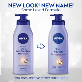NIVEA Shea Nourish Body Lotion with Deep Nourishing Serum and Shea Butter, 48-Hour Moisturizing Body Lotion for Dry Skin, Nourishes and Smooths Dry Skin, 16.9 Fl Oz Pump Bottle NIVEA Shea Nourish Body Lotion with Deep Nourishing Serum and Shea Butter, 48-Hour Moisturizing Body Lotion for Dry Skin, Nourishes and Smooths Dry Skin, 16.9 Fl Oz Pump Bottle