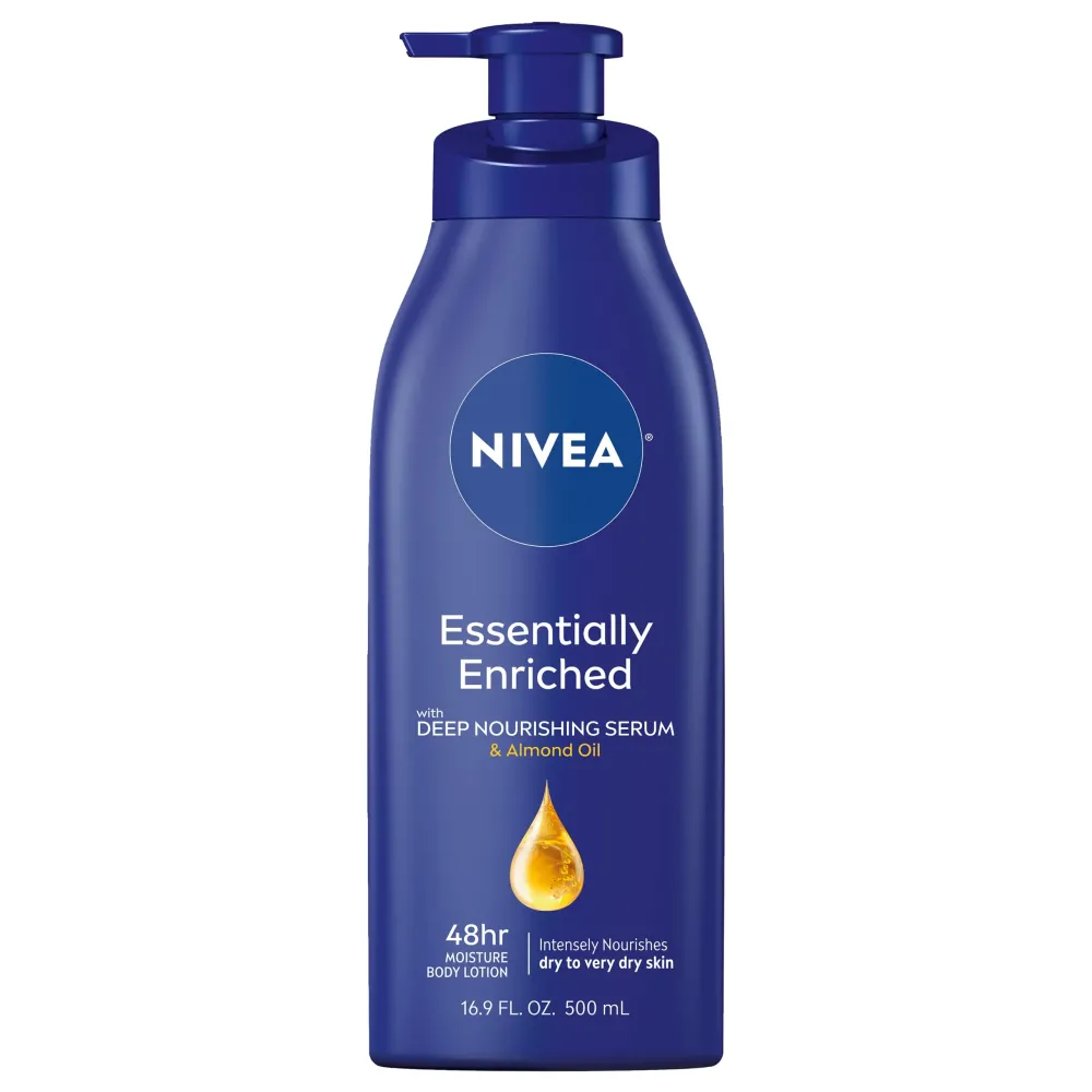 NIVEA Essentially Enriched Body Lotion for Dry Skin, 16.9 Fl Oz Pump Bottle