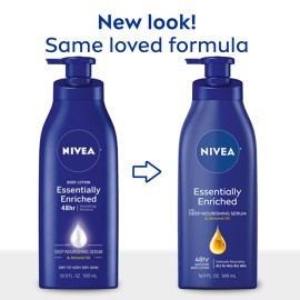 NIVEA Essentially Enriched Body Lotion for Dry Skin, 16.9 Fl Oz Pump Bottle