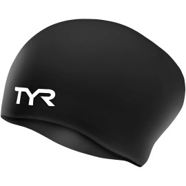 TYR Adult Long Hair Silicone Wrinkle Free Swim Cap for Braids, Dreadlocks, Streamlined Swim, Hair Protection