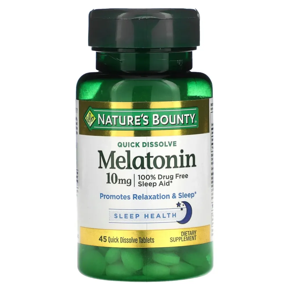 Nature\'s Bounty Melatonin, 100% Drug Free Sleep Aid, Dietary Supplement, 10 mg, 45 Count