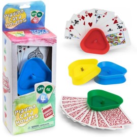 Brybelly Triangle Card Holders for Playing Cards, 4 Pack - Plastic Table Game Accessories & Pieces for Kids, Adults, Seniors, Family Fun Night, Poker, Canasta, Parties, & Classroom Activities Brybelly Triangle Card Holders for Playing Cards, 4 Pack - Plastic Table Game Accessories & Pieces for Kids, Adults, Seniors, Family Fun Night, Poker, Canasta, Parties, & Classroom Activities