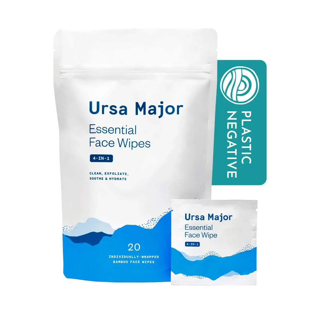 Ursa Major Essential Face Wipes | Natural, Biodegradable, Cruelty-Free | Cleanse, Exfoliate, Soothe and Hydrate | Individually Wrapped | 20 Count Ursa Major Essential Face Wipes | Natural, Biodegradable, Cruelty-Free | Cleanse, Exfoliate, Soothe and Hydrate | Individually Wrapped | 20 Count