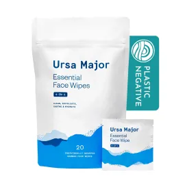 Ursa Major Essential Face Wipes | Natural, Biodegradable, Cruelty-Free | Cleanse, Exfoliate, Soothe and Hydrate | Individually Wrapped | 20 Count Ursa Major Essential Face Wipes | Natural, Biodegradable, Cruelty-Free | Cleanse, Exfoliate, Soothe and Hydrate | Individually Wrapped | 20 Count