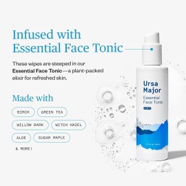 Ursa Major Essential Face Wipes | Natural, Biodegradable, Cruelty-Free | Cleanse, Exfoliate, Soothe and Hydrate | Individually Wrapped | 20 Count Ursa Major Essential Face Wipes | Natural, Biodegradable, Cruelty-Free | Cleanse, Exfoliate, Soothe and Hydrate | Individually Wrapped | 20 Count