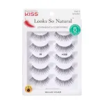 KISS Looks So Natural False Eyelashes Multipack 03, Lightweight & Comfortable, Delicate Volume, Natural-Looking, Tapered End Technology, Reusable, Cruelty-Free, Contact Lens Friendly, 5 Pairs