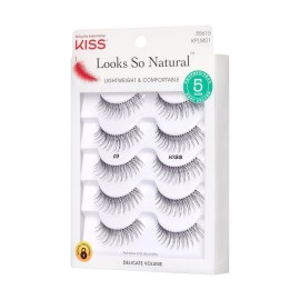 KISS Looks So Natural False Eyelashes Multipack 03, Lightweight & Comfortable, Delicate Volume, Natural-Looking, Tapered End Technology, Reusable, Cruelty-Free, Contact Lens Friendly, 5 Pairs KISS Looks So Natural False Eyelashes Multipack 03, Lightweight & Comfortable, Delicate Volume, Natural-Looking, Tapered End Technology, Reusable, Cruelty-Free, Contact Lens Friendly, 5 Pairs