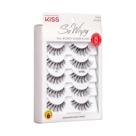 KISS So Wispy False Eyelashes Multipack 11, Full Bouncy Volume & Curl, Signature Wispy Effect, Quality Synthetic, Crisscross Pattern, Cruelty Free, Reusable and contact lens friendly, 5 Pairs KISS So Wispy False Eyelashes Multipack 11, Full Bouncy Volume & Curl, Signature Wispy Effect, Quality Synthetic, Crisscross Pattern, Cruelty Free, Reusable and contact lens friendly, 5 Pairs