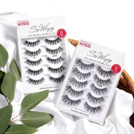 KISS So Wispy False Eyelashes Multipack 11, Full Bouncy Volume & Curl, Signature Wispy Effect, Quality Synthetic, Crisscross Pattern, Cruelty Free, Reusable and contact lens friendly, 5 Pairs KISS So Wispy False Eyelashes Multipack 11, Full Bouncy Volume & Curl, Signature Wispy Effect, Quality Synthetic, Crisscross Pattern, Cruelty Free, Reusable and contact lens friendly, 5 Pairs