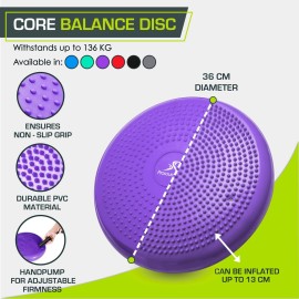 ProsourceFit Core Balance Disc Trainer, 14 Diameter with Pump for Improving Posture, Fitness, Stability ProsourceFit Core Balance Disc Trainer, 14 Diameter with Pump for Improving Posture, Fitness, Stability
