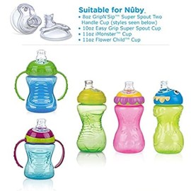 Nuby Super Spout No Spill Replacement Spouts, Clear, 4 count (Pack of 2) Nuby Super Spout No Spill Replacement Spouts, Clear, 4 count (Pack of 2)