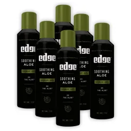 Edge Shaving Gel for Men, Soothing Aloe with Twice The Aloe, (6 Pack) - Shave Gel For Men That Moisturizes, Protects and Soothes To Help Reduce Skin Irritation