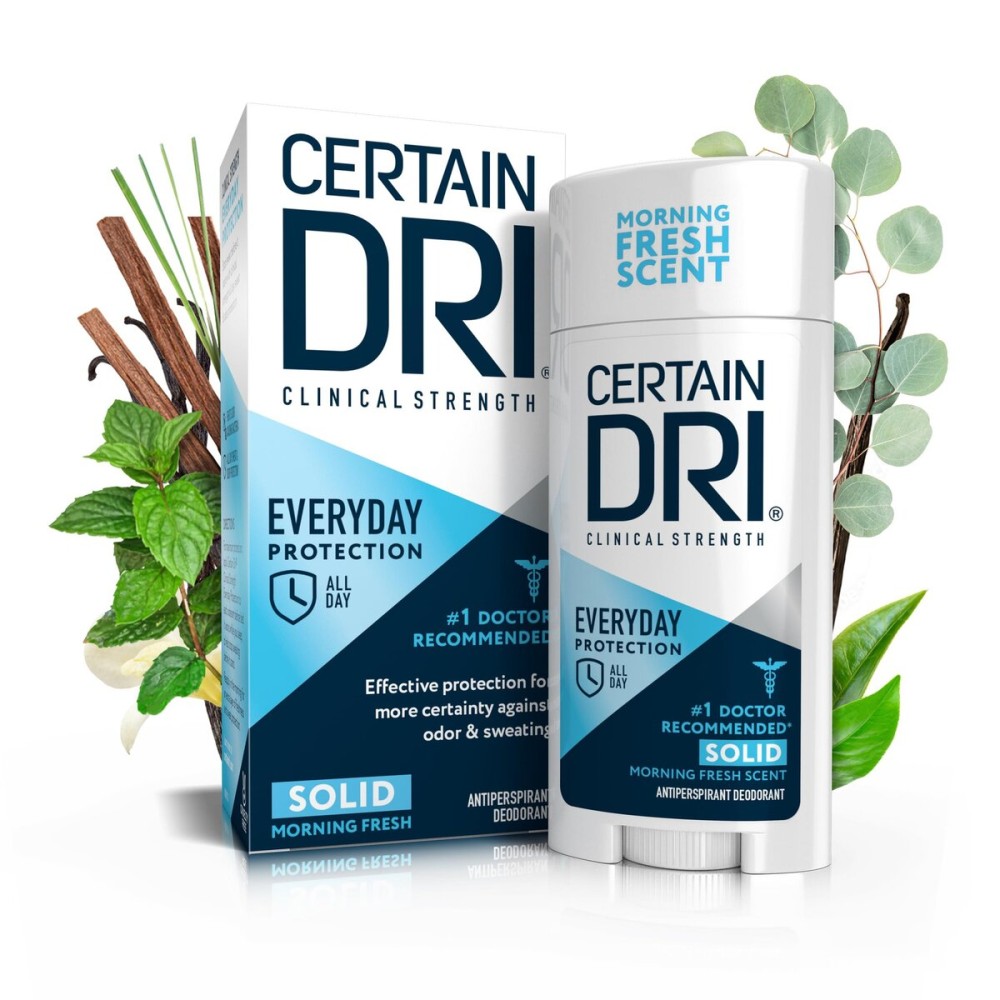 Certain Dri Everyday Strength Clinical Solid Antiperspirant, Hyperhidrosis Treatment for Men & Women, Long-Lasting 72hr Protection, Effective Sweat Control, Travel Friendly, Fresh Scent, 2.6oz Certain Dri Everyday Strength Clinical Solid Antiperspirant, Hyperhidrosis Treatment for Men & Women, Long-Lasting 72hr Protection, Effective Sweat Control, Travel Friendly, Fresh Scent, 2.6oz
