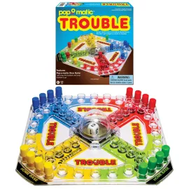 Classic Trouble with Retro Artwork and Pop-o-Matic Popper by Winning Moves Games USA, Designed for Kids, Ages 5+ Perfect For An Indoor Interactive Activity (1176), Extra Wide