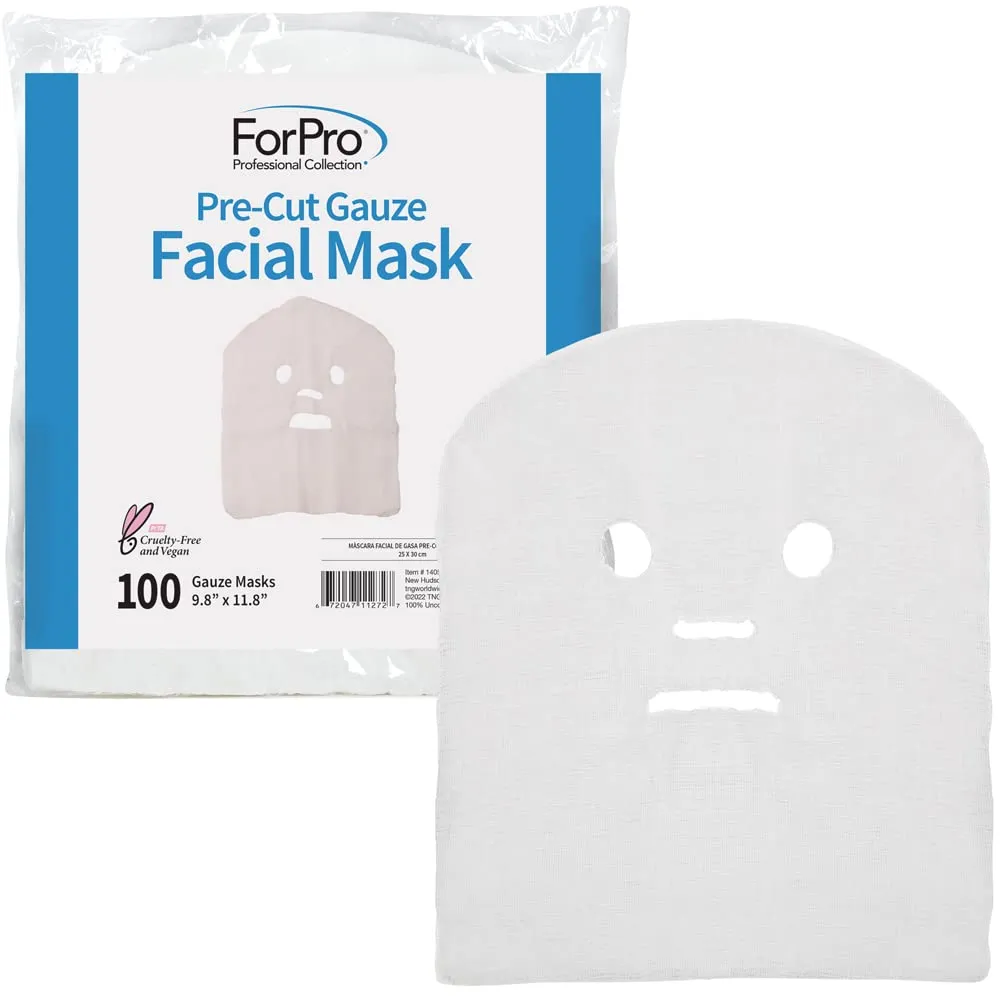 ForPro Professional Collection Precut Gauze Facial Mask, 100% Cotton Gauze, for High Frequency Facial Treatments and Masks, 100-Count ForPro Professional Collection Precut Gauze Facial Mask, 100% Cotton Gauze, for High Frequency Facial Treatments and Masks, 100-Count