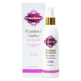 Fake Bake Flawless Darker Self-Tanning Liquid Streak-Free, Long-Lasting Natural Glow For All Skin Tones - Sunless Tanner Includes Professional Mitt For Easy Application, Black Coconut Scent - 6 oz