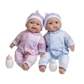 JC Toys Twins 13 Realistic Soft Body Baby Dolls Berenguer Boutique | Twins Gift Set with Removable Outfits and Accessories | Pink and Blue | Caucasian | Ages 2+