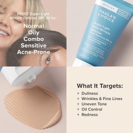 Paula\'s Choice RESIST Super-Light Daily Wrinkle Defense SPF 30 Matte Tinted Face Moisturizer, UVA & UVB Protection, Mineral Sunscreen for Oily Skin, Fragrance-Free & Paraben-Free