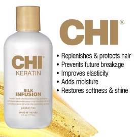 CHI Keratin Silk Infusion, Hydrating Hair Serum For Restoring Softness & Shine, Helps Dry, Damaged Hair, Sulfate-free, 6 Oz CHI Keratin Silk Infusion, Hydrating Hair Serum For Restoring Softness & Shine, Helps Dry, Damaged Hair, Sulfate-free, 6 Oz