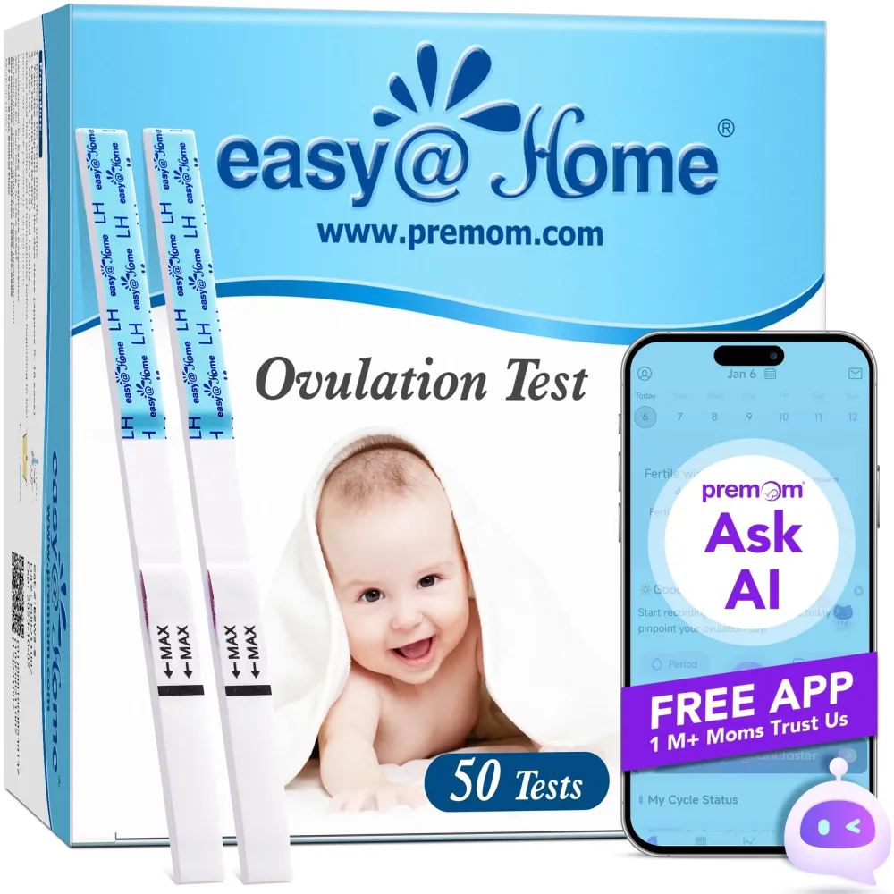 EasyHome Ovulation Test Strips (50-Pack), FSA Eligible Ovulation Predictor Kit, Powered by Premom Ovulation Calculator iOS and Android APP, 50 LH Tests EasyHome Ovulation Test Strips (50-Pack), FSA Eligible Ovulation Predictor Kit, Powered by Premom Ovulation Calculator iOS and Android APP, 50 LH Tests