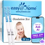 EasyHome Ovulation Test Strips (50-Pack), FSA Eligible Ovulation Predictor Kit, Powered by Premom Ovulation Calculator iOS and Android APP, 50 LH Tests