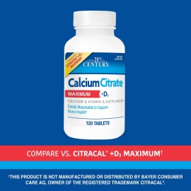 21st Century Calcium Citrate Plus D Maximum Caplets, 120 Count (27493) 21st Century Calcium Citrate Plus D Maximum Caplets, 120 Count (27493)
