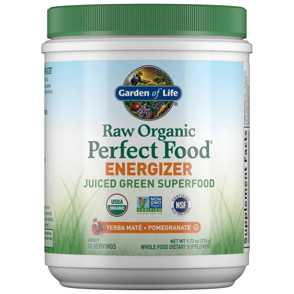 Garden of Life Raw Organic Perfect Food Energizer Juiced Green Superfood Powder - Yerba Mate Pomegranate, & Probiotics, Gluten Free Whole Food Greens Supplements, 30 Servings, 9.73 Oz Garden of Life Raw Organic Perfect Food Energizer Juiced Green Superfood Powder - Yerba Mate Pomegranate, & Probiotics, Gluten Free Whole Food Greens Supplements, 30 Servings, 9.73 Oz