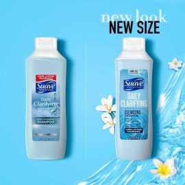 Suave Clarifying Shampoo, Family-Size - pH-Balanced & Hypoallergenic Daily Deep Cleansing Shampoo for Normal to Oily Hair, 22.5 Oz